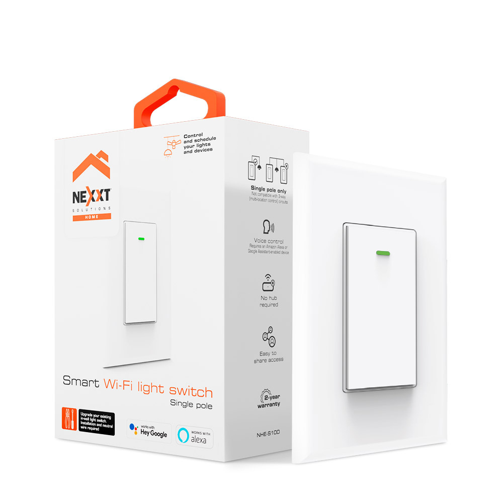 Interruptor Inteligente Monopolar con Conexió Nexxt Solutions Home NHE-S100